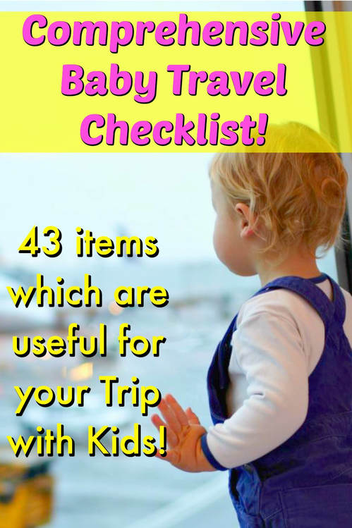 Pinterest Pinnable Image. Pin this to share our comprehensive list of baby products that will be useful to you when bringing kids overseas for vacation or holiday!