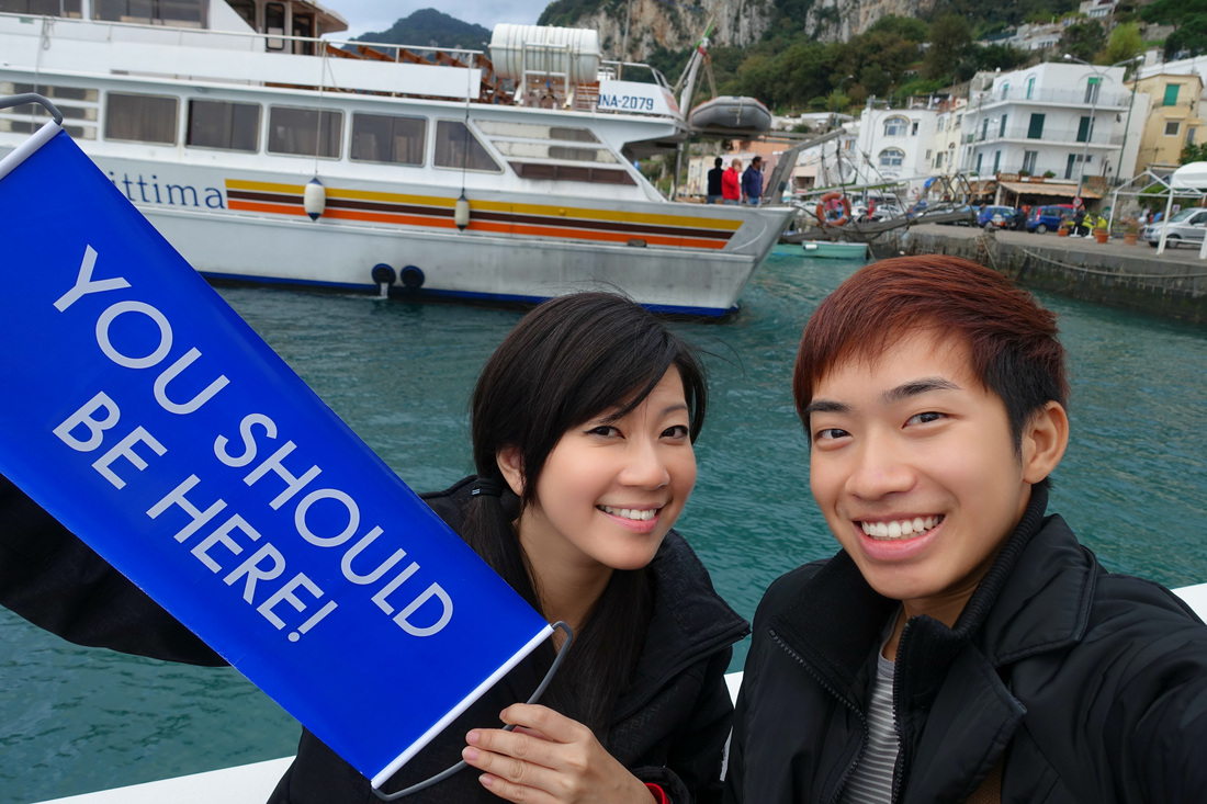 Milton Goh and Amilee Kang arrived at Capri, Italy by boat from Naples!