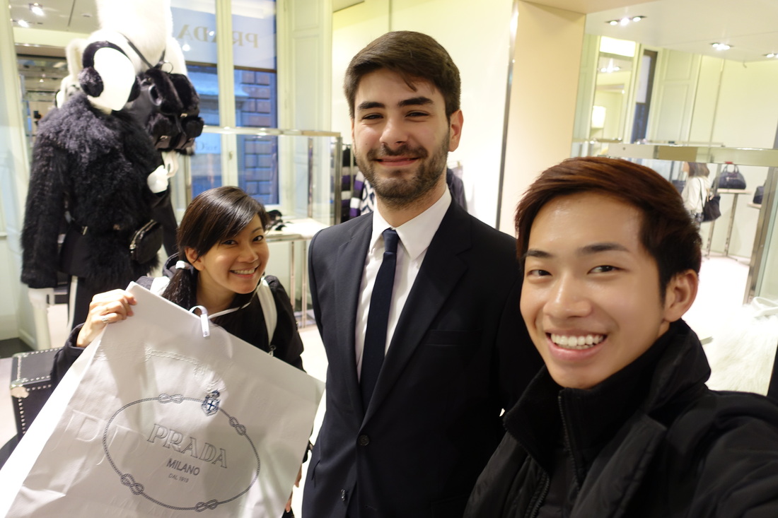 Milton Goh and Amilee Kang shopping again! Amazing customer service by Daniele at Prada store in Piazza del Popolo area! He should train the retail staff in Singapore a thing or two on customer service!