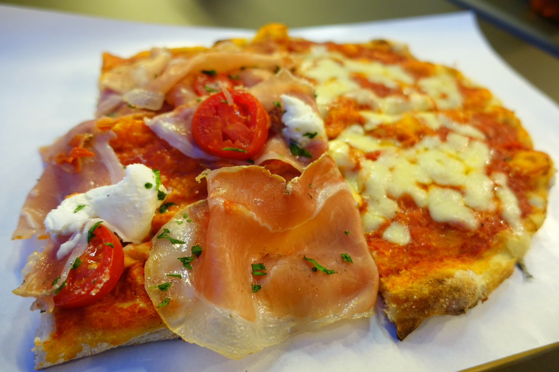 Parma Ham and Cheese Pizza at Habemus Pizza near Ottaviano Station.