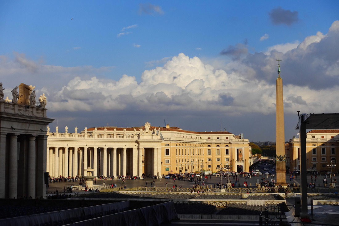 A stunning view of St. Peter's Square from the steps of St. Peter's Basilica!