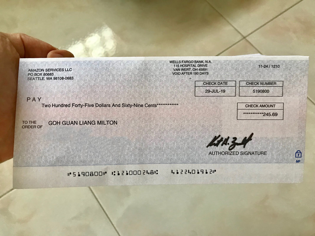 My affiliate cheque from Amazon in July 2019.