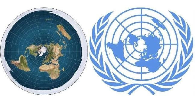 The United Nations logo (above right) features the map of the flat earth (above left). If flat earth wasn't true, then why didn't they design their logo based on a globular earth?