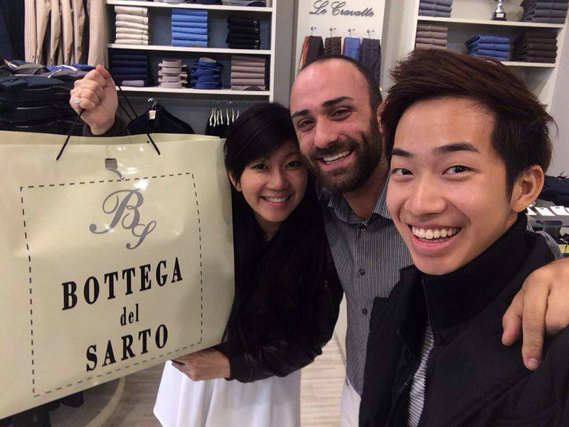 Milton Goh and Amilee Kang at Bottega del Sarto at Castel Romano Outlets where they bought some stuff! Great recommendations and friendly service!