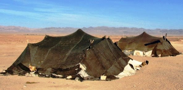 The photo above shows the type of tents made out of animal skins that the children of Israel lived in during Biblical times. 