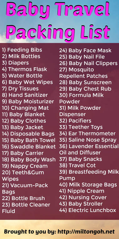 Here's a useful baby travel packing list. Save it to Pinterest to refer to later when you're actually doing the packing! 