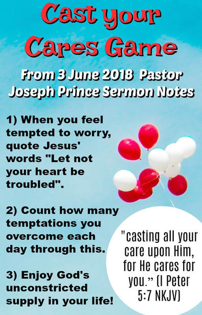 Pinterest Pinnable Image. Share this Cast your Cares game inspired by Pastor Joseph Prince's sermon with your family and loved ones! Let's do this on a daily basis to live the let-go life and experience God's unconstricted supply in every area of our lives! 