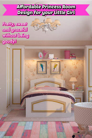 Pinterest Pinnable Image: Save this children room idea (princess room design for little girls) so that you can refer back to it anytime. 
